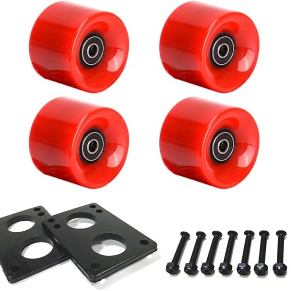60mm Cruiser Wheels 80A Contains Bearings and Spacers,Skateboard Riser Pads,Skateboard Hardware Screws Bolts,fit for Your Cruiser Skateboards,Penny Board