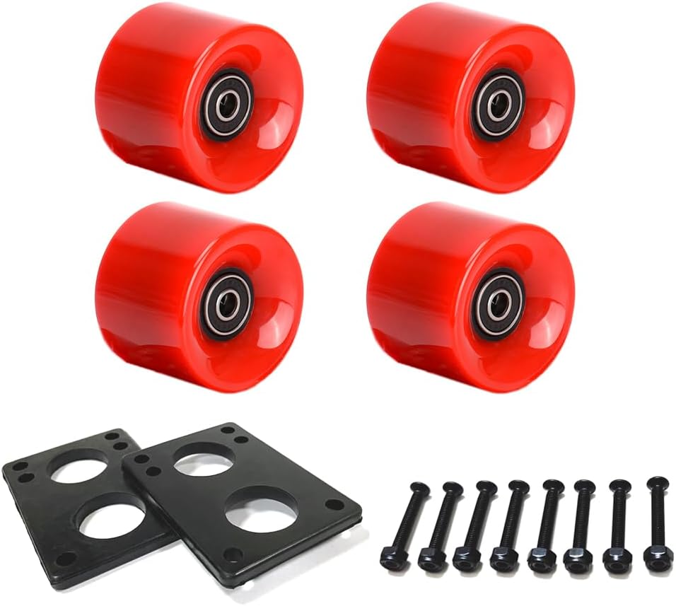 60mm Cruiser Wheels 80A Contains Bearings and Spacers,Skateboard Riser Pads,Skateboard Hardware Screws Bolts,fit for Your Cruiser Skateboards,Penny Board