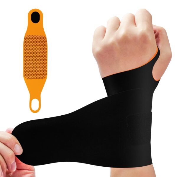 Adjustable Wrist Brace & Wrist Protector for Carpal Tunnel, Arthritis & Tendonitis & Wrist Pain Relief, Breathable Moisture Wicking Fabric with Durable hook and loop straps