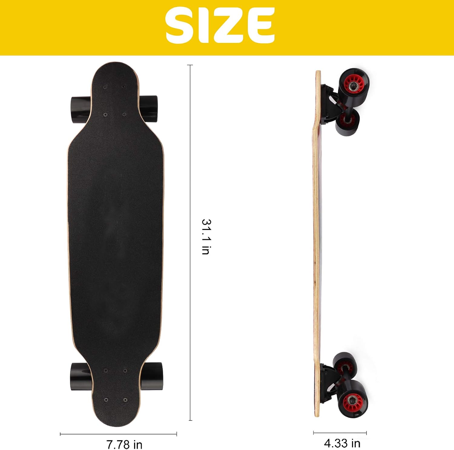 Longboard skateboard Complete , 31 inch Small Pro Longboards with T Tool for Cruising, Carving, Freestyle and Downhill Image 2