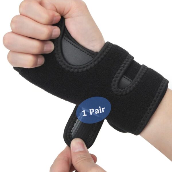 2 Pack Wrist Brace for Carpal Tunnel Relief Night Moderate Support Splint for Typing Sleeping with a Metal Bar, Hand Brace Fit Right t Hand for Tendonitis, Sprain, Arthritis,