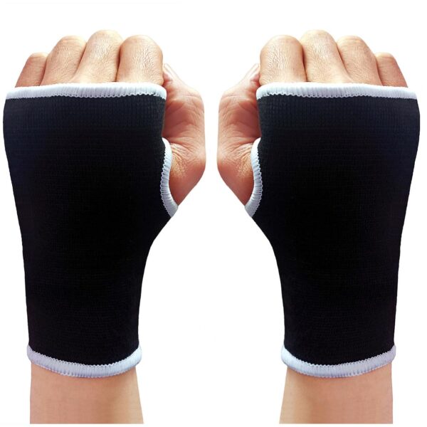 Palm Brace Wrist Support Sleeves (1 Pair), Everyday Use Wrist Brace, Compression Carpal Tunnel for Wrist Pain Relief, Fitness Gloves, Glove, Wrist Brace for Men and Women (White edged Black)