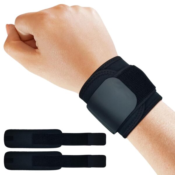 2 Pack Wrist Wraps for Wrist Tendonitis | Wrists Brace Carpal Tunnel Pain Relief | Ganglion Cyst Support or Carpal Tunnel Splint | Compression Straps for Weightlifting Women Men Left & Right Hand