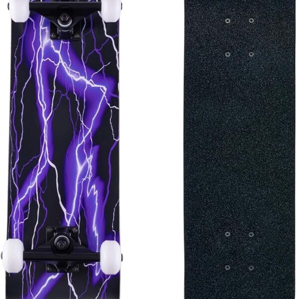 Skateboard,31 x 8 Inch Complete Skateboard, 8 Layer Maple Wood Deck Double Kick Standard for Kids, Teens, Adult, Beginner