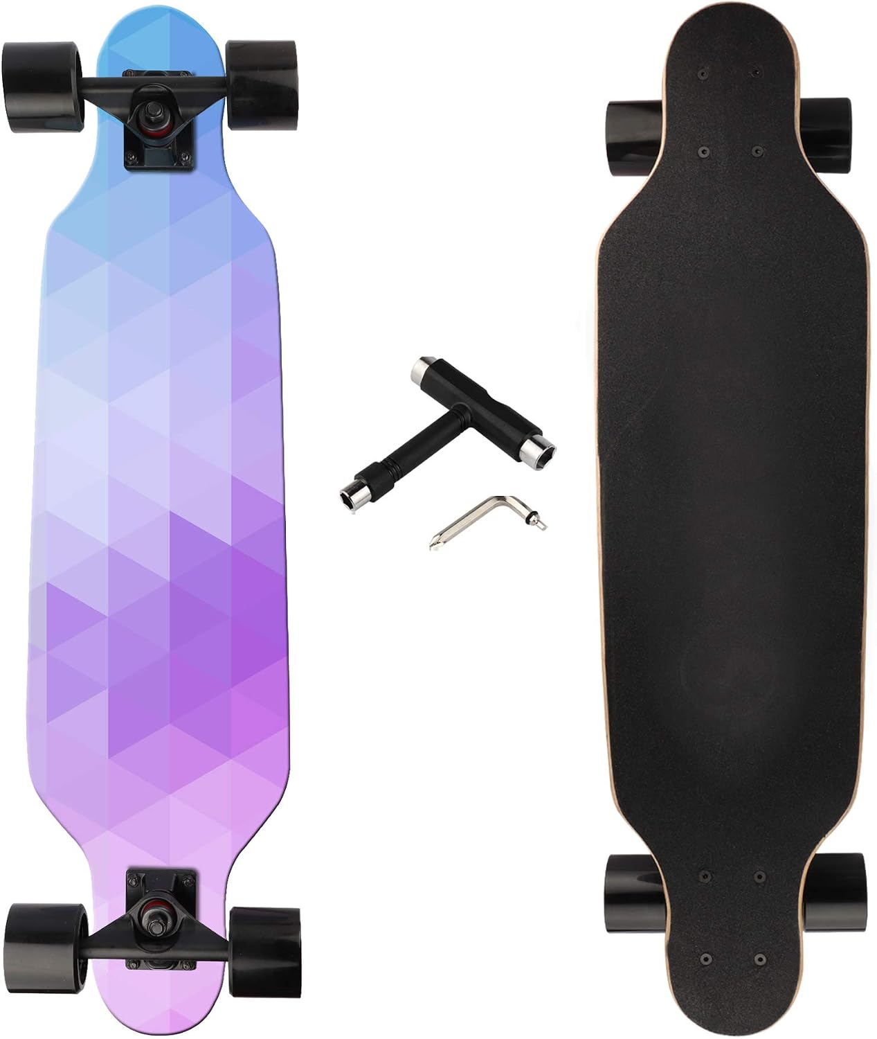 Longboard skateboard Complete , 31 inch Small Pro Longboards with T Tool for Cruising, Carving, Freestyle and Downhill