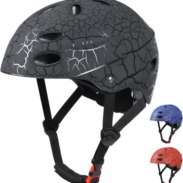 Skateboard Helmet Kids, Adjustable Skating Helmet,Breathable ABS Hard Shell Scooter Helmet for Multi Sport Skateboarding Roller Skate BMX Boys Girls Ages 5 14 Children and Teens