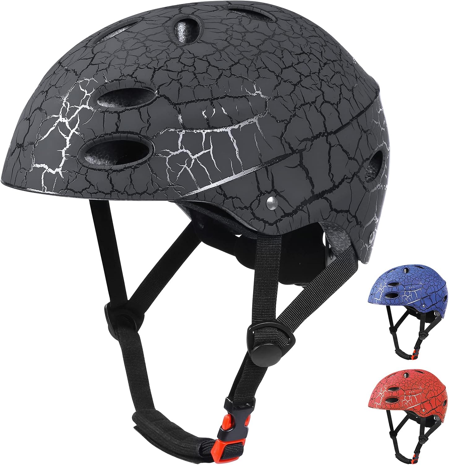 Skateboard Helmet Kids, Adjustable Skating Helmet,Breathable ABS Hard Shell Scooter Helmet for Multi Sport Skateboarding Roller Skate BMX Boys Girls Ages 5 14 Children and Teens