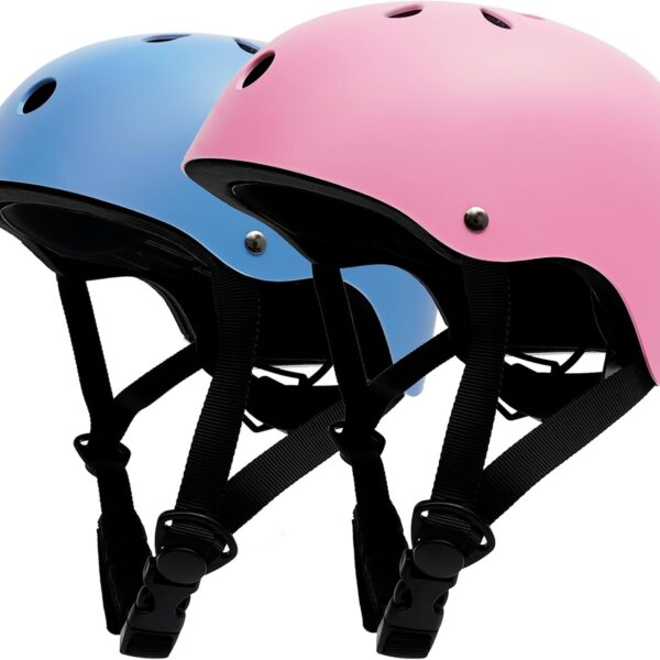 Kids Bike Helmet 2 Pack, Adjustable Toddler Helmet for Age 3 14 Boys Girls, Multi Sport Helmet for Skateboard Roller Skateing Bicycle Scooter Blance Bike