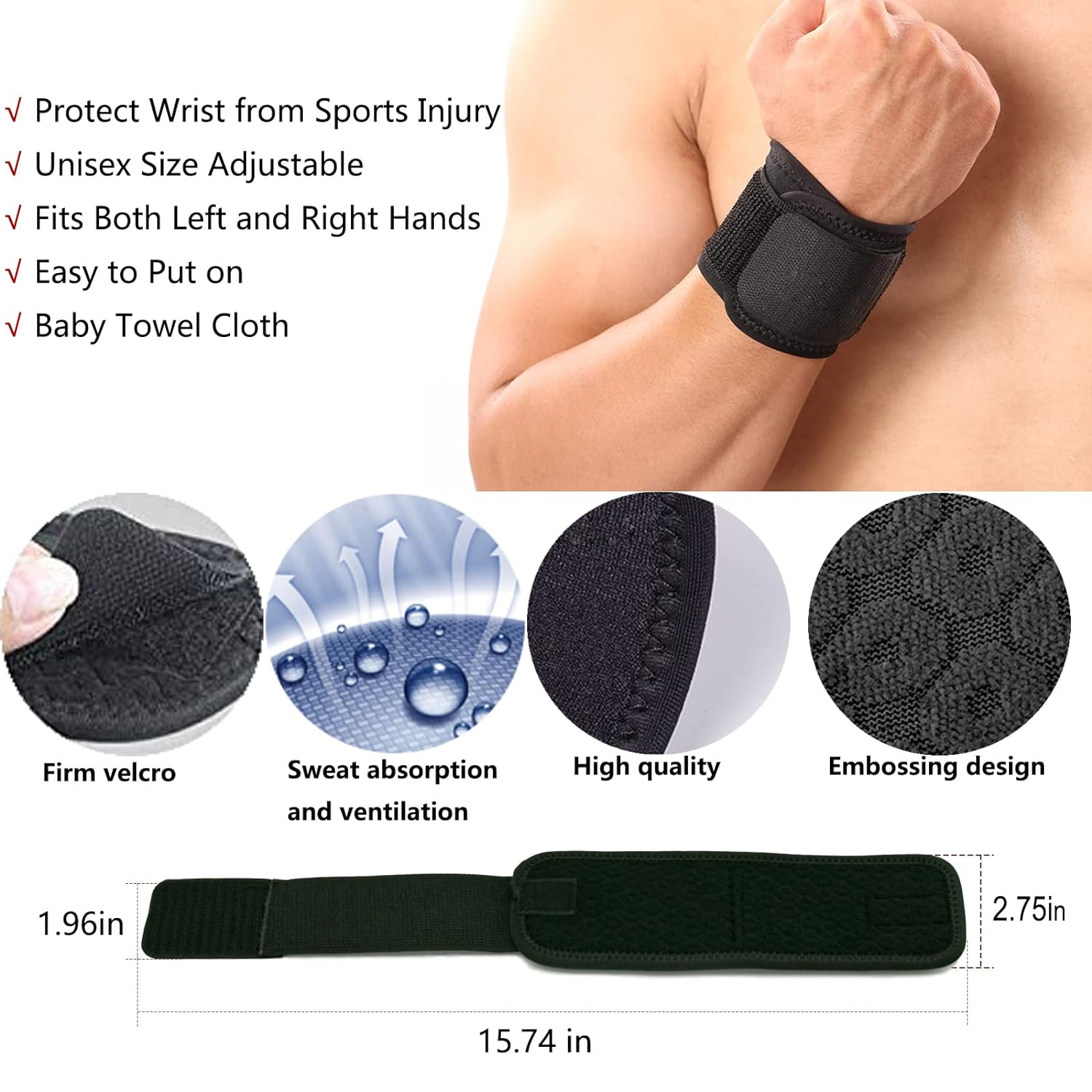 Wrist Brace, 2 PACK Wrist Wraps for Carpal Tunnel for women and men Wrist Straps for Weightlifting, Working Out and Pain Relief Flexible, Highly Elastic, Adjustable, Comfortable and Multi Functional Image 2