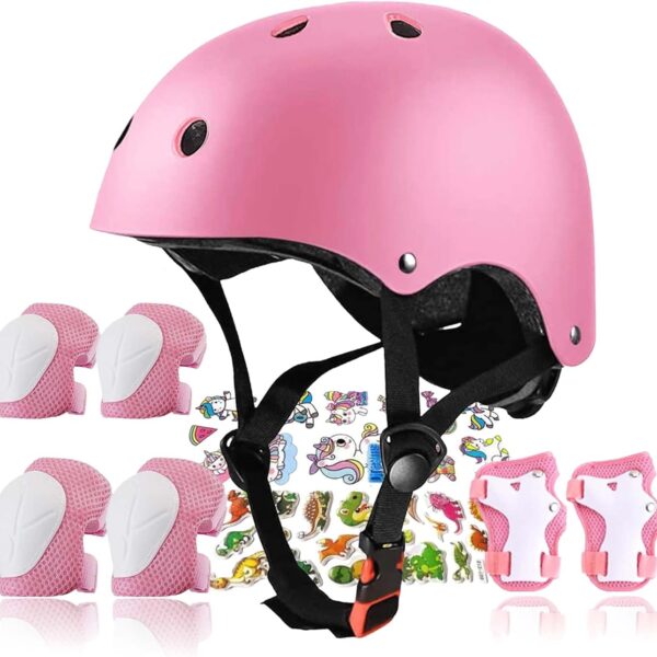 Kids Helmet,Toddler Skateboard Helmets for Ages 2 3 5 8 14 Years Boys Girls with Knee and Elbow Pads Wrist Guards fit Roller Skates,Skateboarding,Skating Scooter Adjustable Kids Helmet
