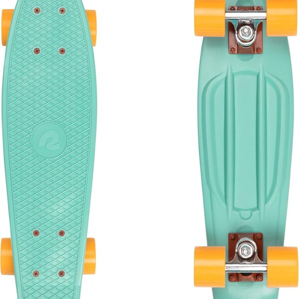 Mini Skateboard 22 5" Classic Retro Plastic Complete Skateboard with 7 Bearings and Wheels Compact Board w/Griy, Molded Waffle Deck