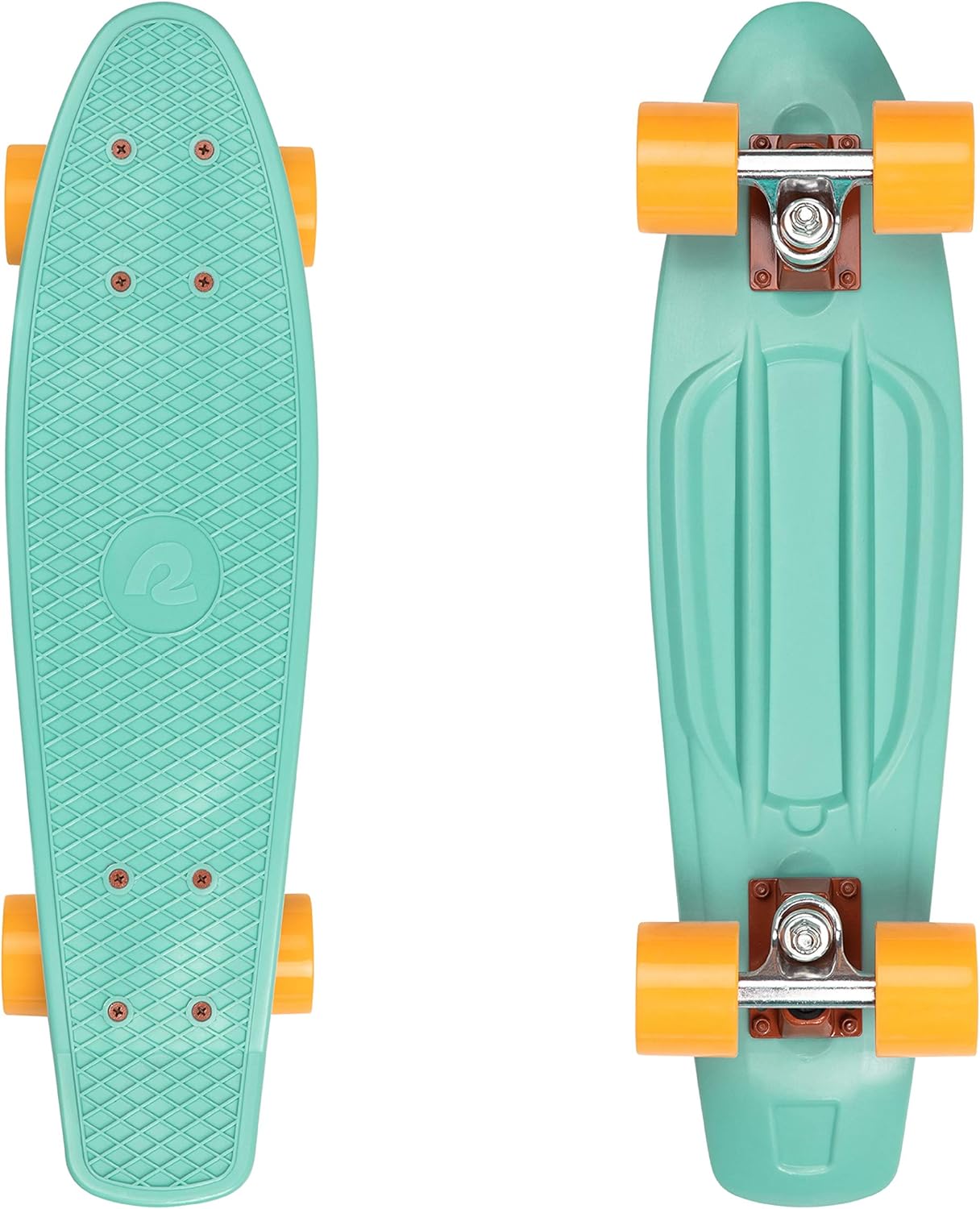 Mini Skateboard 22 5" Classic Retro Plastic Complete Skateboard with 7 Bearings and Wheels Compact Board w/Griy, Molded Waffle Deck