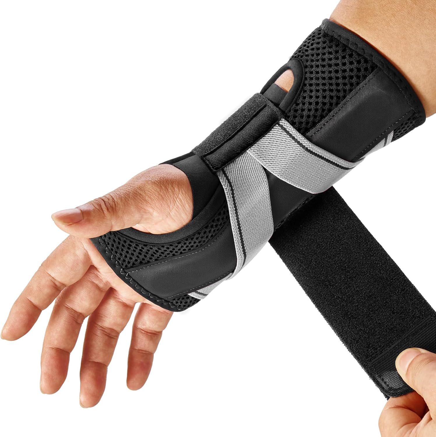 Fitted Wrist Brace for Carpal Tunnel Night Relief, Lengthened Fixed Hand Support for Women Men with Metal Splint, One Step Wear Wrist Support for Right and t Hand, for Arthritis Tendonitis