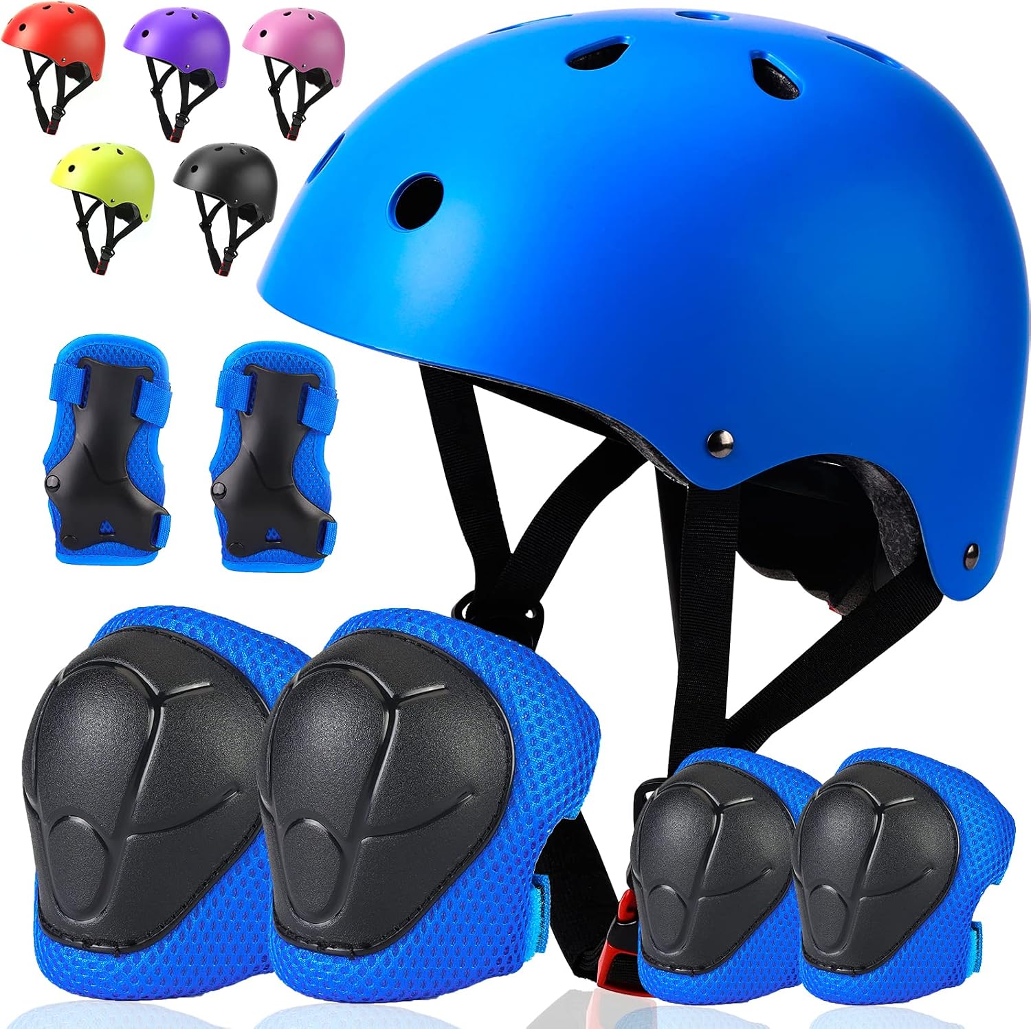 Toddler Kids Bike Helmet Set Adjustable Cycling Helmet with Knee, Elbow Pads & Wrist Guards Sport Protective Gear Little Kid