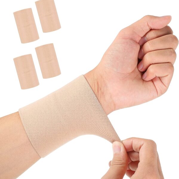 2 Pairs Compression Wrist Sleeve Wrist Wraps Compression Brace Supports Elastic Sweat Bands for Women, Men Sports, Tennis Players