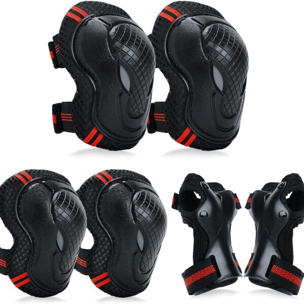 Adjustable Kids Knee Pads Elbow Pads Wrist Guards Set for 3 8 Years Child Protective Gear Set for Roller Skates,,Bike,Cycling, Skateboard, Inline Skating, Scooter Riding Sports,Football